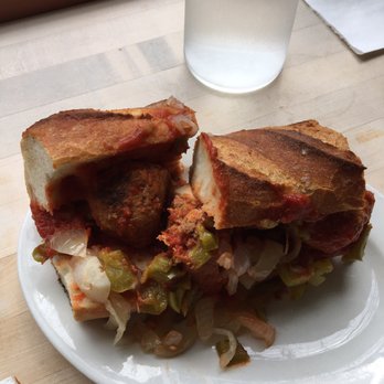 Salumi - Meatball sandwich. Good sauce & meatballs, but bread is far too dense! - Italian Near Me - Seattle, Washington Salumi - Meatball sandwich. Good sauce & meatballs, but bread is far too dense! - Italian Near Me - Seattle, Washington