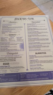 Menu photo 7 Hacienda Azul Tucson, AZ