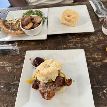 The Fancy Biscuit - The Big Poppy with side BBQ Sauce and Broccoli & Cheddar Quiche with Side Biscuit - Breakfast & Brunch Near Me - Richmond, Virginia The Fancy Biscuit - The Big Poppy with side BBQ Sauce and Broccoli & Cheddar Quiche with Side Biscuit - Breakfast & Brunch Near Me - Richmond, Virginia