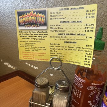Mongolian Fire Grill - Menu - Chinese Near Me - Nampa, Idaho