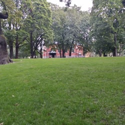 Gustav Adolfsparken - En skymt av Gustav Adolfskyrkan.
