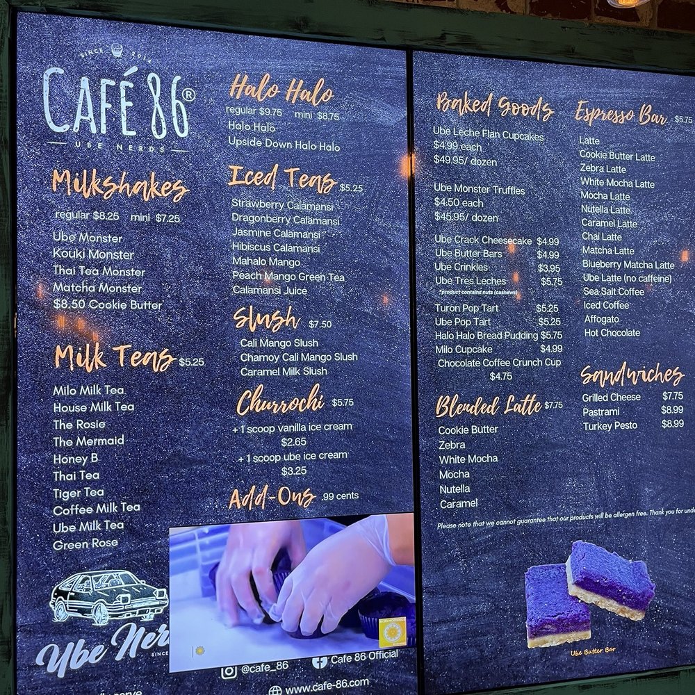 Cafe 86 - Menu as of 3/23/24 - Cafes Near Me - Northridge, California