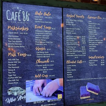 Cafe 86 - Menu as of 3/23/24 - Cafes Near Me - Northridge, California