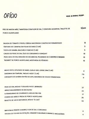 Menu photo 2 Ofício Restaurant Lisbon, 11 Menu photo 2 Ofício Restaurant Lisbon, 11