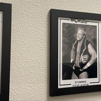 Rebellion Pizza - Pop culture icons from the Pro Wrestling hall of fame in the bathroom. - Pizza Near Me - Las Vegas, Nevada Rebellion Pizza - Pop culture icons from the Pro Wrestling hall of fame in the bathroom. - Pizza Near Me - Las Vegas, Nevada