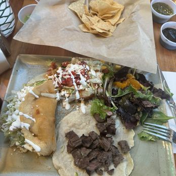 Los Agaves - Steak soft taco, chicken sope, enchilada Roja and house salad - Tacos Near Me - Santa Barbara, California