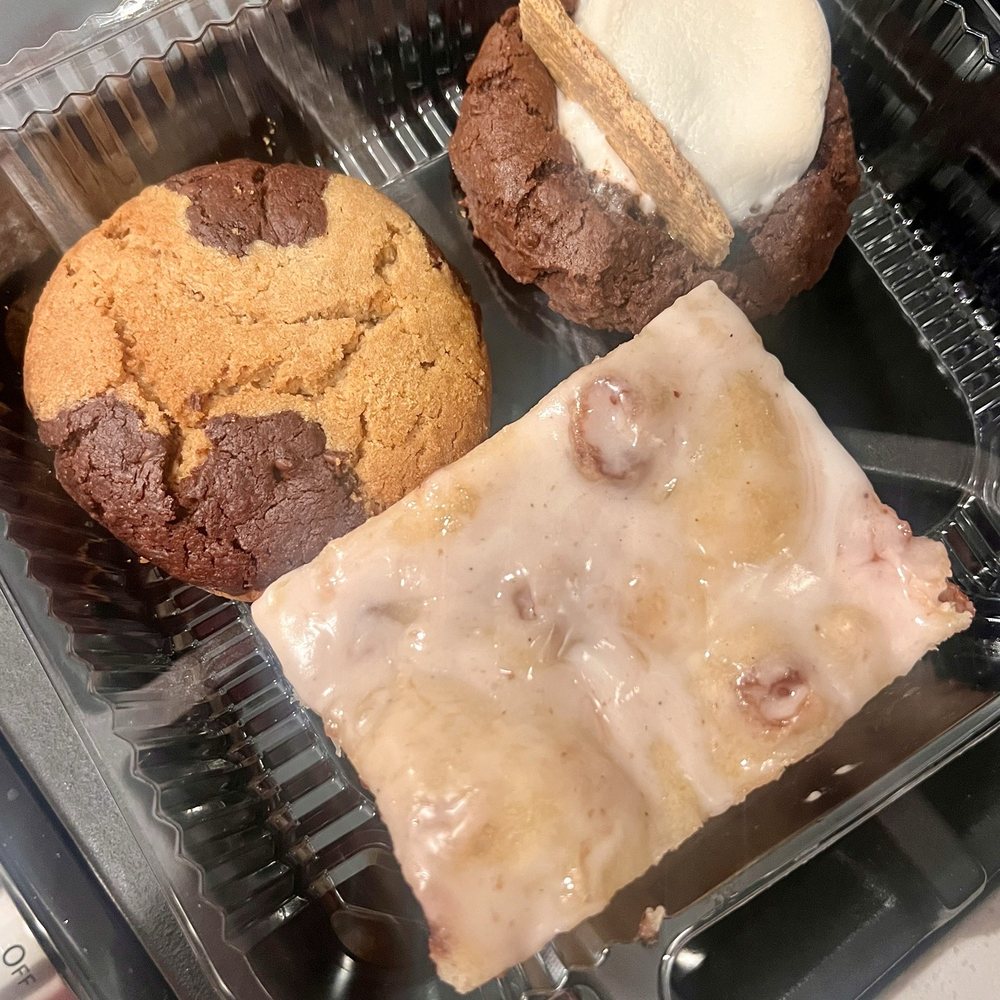 PB Brookie Cookie, Campfire Cookie, Jelly Donut Focaccia slice PB Brookie Cookie, Campfire Cookie, Jelly Donut Focaccia slice