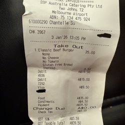 Two Johns Taphouse - Receipt