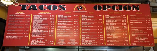 Menu photo 6 Tacos La Opcion Los Angeles, CA