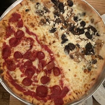 Pies & Pints - Half Pepperoni and Mushroom/Garlic (notice the portion without any toppings) - Pizza Near Me - Charleston, West Virginia