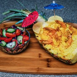 Happy Chef - Pineapple shrimps with rice & salad