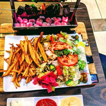 Phoenician Hookah Bar - Mixed Grill Platter with chicken kababs, steak kababs, beef kofta kabab, and plenty of sides! - Hookah Bars Near Me - Worcester, Massachusetts