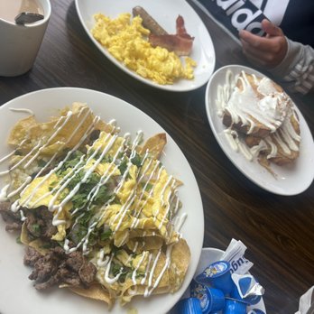 Broken Yolk Cafe - Chilaquiles Bowl and Churro French Toast - Breakfast & Brunch Near Me - Fullerton, California