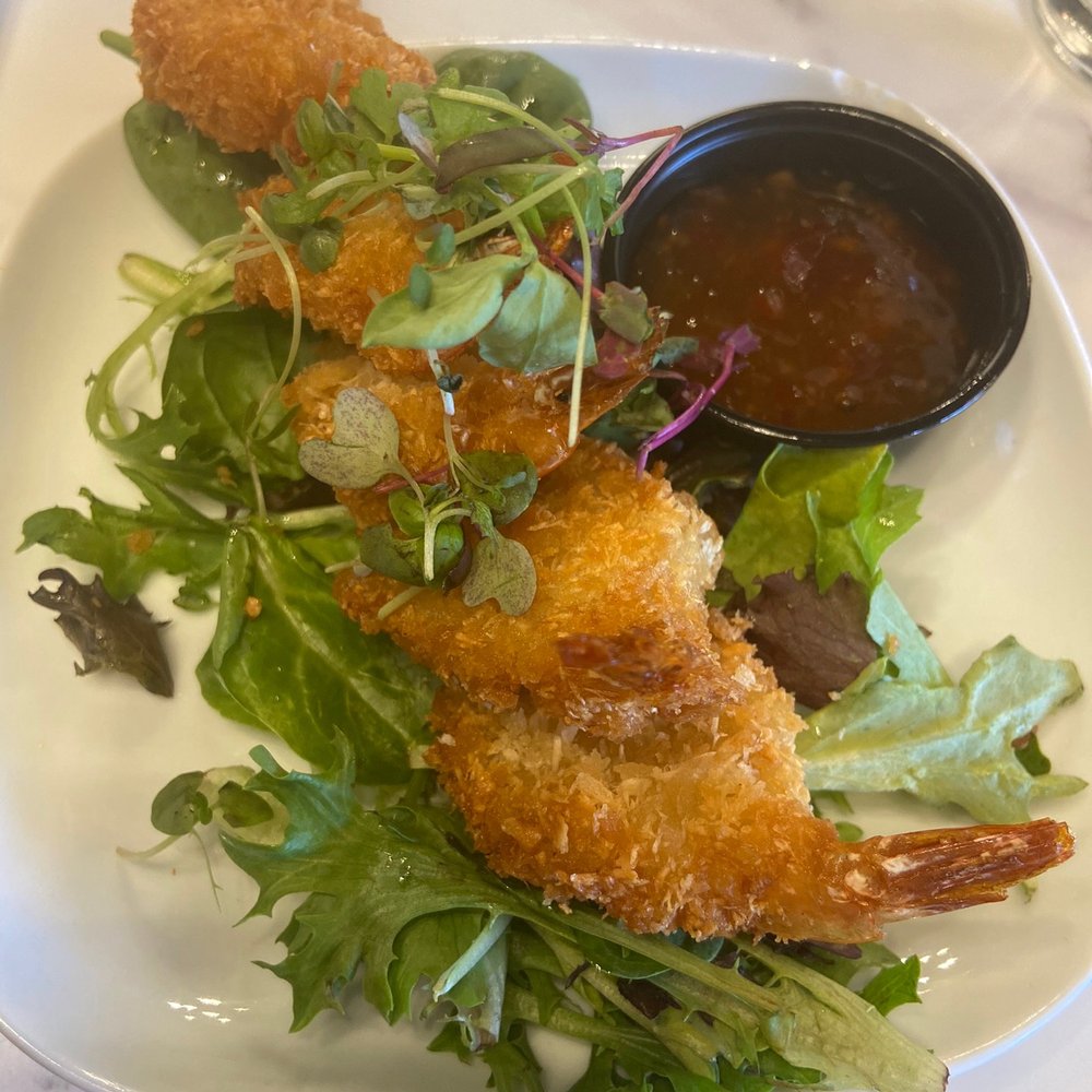 Love At First Bite - Coconut shrimp with a dipping sauce - Breakfast & Brunch Near Me - Atlanta, Georgia Love At First Bite - Coconut shrimp with a dipping sauce - Breakfast & Brunch Near Me - Atlanta, Georgia