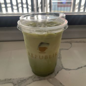 Republik Coffee Burbank - Iced Matcha Latte with Oat Milk - Cafes Near Me - Burbank, California