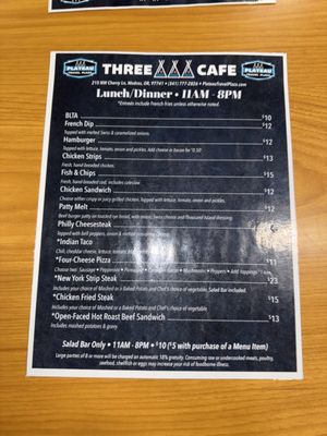 Menu photo 1 Three Tepees Cafe Madras, OR