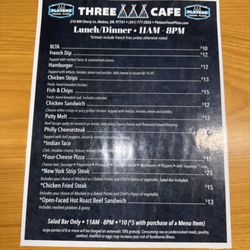 Three Tepees Cafe - Lunch menu
