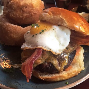 Brookland's Finest - Burger with onion rings - New American Near Me - Washington, DC, District of Columbia