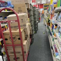 Typical for this store- boxes and crates all Over the aisles. Typical for this store- boxes and crates all Over the aisles.