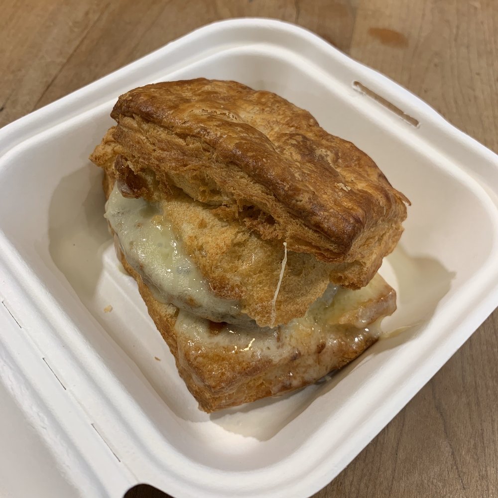 Sausage & jam biscuit. Hard pass next time.
