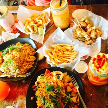 Hiccups Veo Cafe - We had fried rice combo, combination noodles, popcorn chicken & fries and Calamari. - Asian Fusion Near Me - Carson, California