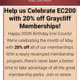Celebrate the 200th birthday of Erie County with 20% off all memberships
