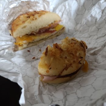 Einstein Bros. Bagels - Egg, ham and cheese sandwich. - Bagels Near Me - Jacksonville, Florida Einstein Bros. Bagels - Egg, ham and cheese sandwich. - Bagels Near Me - Jacksonville, Florida