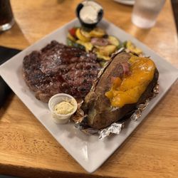 Baren Haus - Steak with loaded baked potato and sautéed veggies