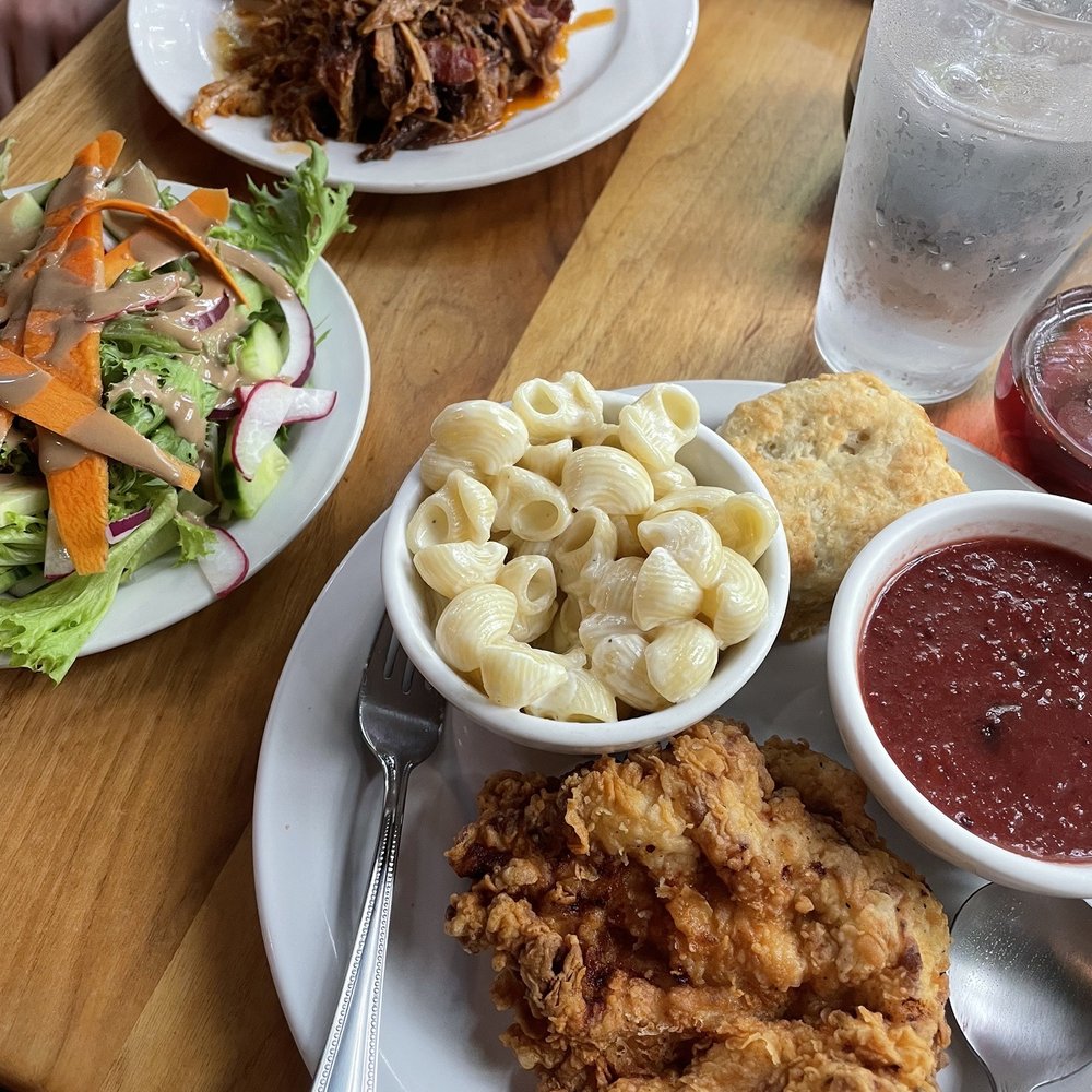 Proper - House salad, Mac and cheese, chicken, bbq pork, and mashed potatoes - Southern Near Me - Boone, North Carolina