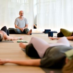Ahimsa Yoga Studio - Savasana at Ahimsa includes a warm lavender scented eye pillow.