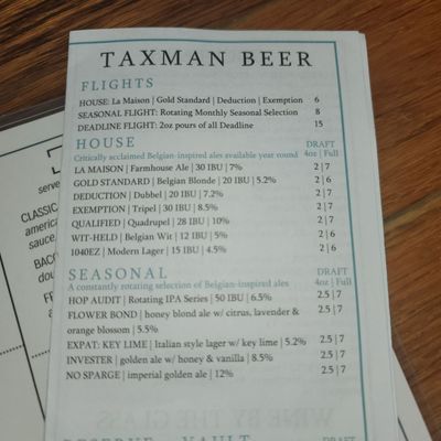 Menu photo 2 Taxman Brewery Bargersville, IN