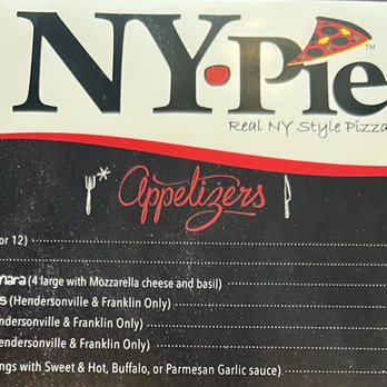 NY Pie - Menu- Appetizers - Pizza Near Me - Nashville, Tennessee