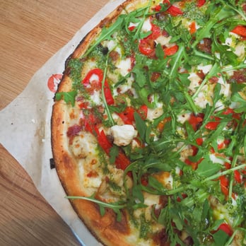 Blaze Pizza - Green Stripe Pizza (add-on: White Sauce, Bacon, Extra Chicken) ^__^ - Pizza Near Me - Davis, California Blaze Pizza - Green Stripe Pizza (add-on: White Sauce, Bacon, Extra Chicken) ^__^ - Pizza Near Me - Davis, California