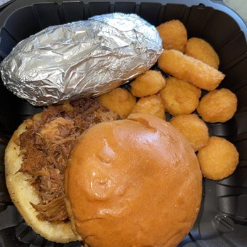 Bare Bones Grill and Bar - Pulled Pork, Baked Potatoes & Corn Nuggets. All Tasty! - Barbeque Near Me - Ellicott City, Maryland
