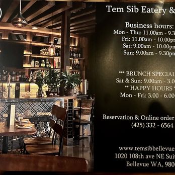 Temsib Eatery & Bar - Brunch and happy hour details - Thai Near Me - Bellevue, Washington Temsib Eatery & Bar - Brunch and happy hour details - Thai Near Me - Bellevue, Washington
