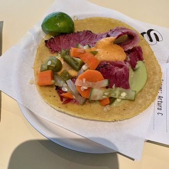 Santo Taco - Pastrami twco, collaboration with Katz's Deli, $8.95 plus tax. - Tacos Near Me - New York, New York Santo Taco - Pastrami twco, collaboration with Katz's Deli, $8.95 plus tax. - Tacos Near Me - New York, New York