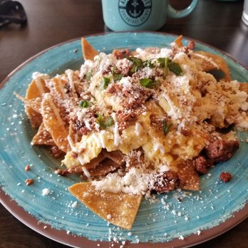 Atticus Cafe - Cafe de olla con chilaquiles  rojos con chorizo - Breakfast & Brunch Near Me - Anaheim, California