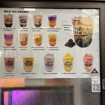 Milk Tea At Banff - Menu 6/2023 - Bubble Tea Near Me - Banff, Alberta