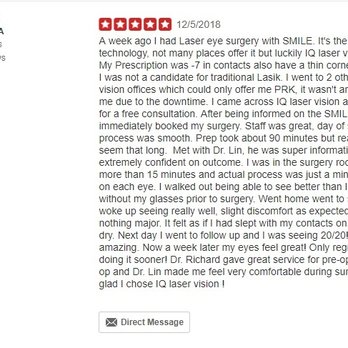 IQ Laser Vision - Westminster - Our patients amazing review - Laser Eye Surgery/Lasik Near Me - Westminster, California