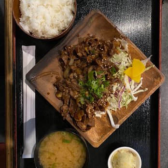 Guu Original Thurlow - BBQ beef on veggies with miso soup, rice and potato salad - Japanese Near Me - Vancouver, British Columbia