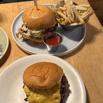 The Cut - OG burger, double smash burger, beef tallow fries with Parmesan and garlic confit - Burgers Near Me - Irvine, California