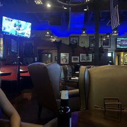Very spacious and comfortable seating. Plenty of large TVs around