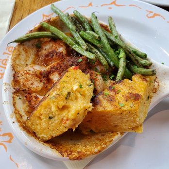Ulele - Shrimp and cheddar grit cake - New American Near Me - Tampa, Florida Ulele - Shrimp and cheddar grit cake - New American Near Me - Tampa, Florida