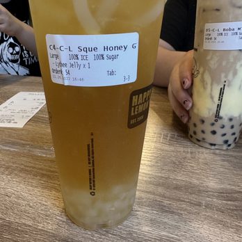 Happy Lemon - Freshly squeezed honey lemon jasmine green tea with lychee jelly - Bubble Tea Near Me - Richardson, Texas Happy Lemon - Freshly squeezed honey lemon jasmine green tea with lychee jelly - Bubble Tea Near Me - Richardson, Texas