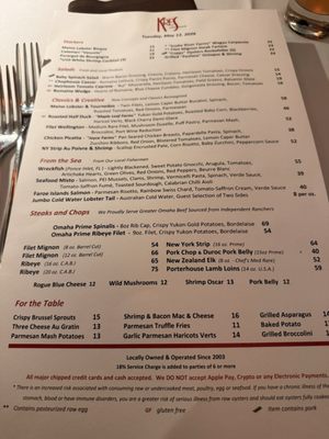Menu photo 1 Kres Chophouse Orlando, FL Menu photo 1 Kres Chophouse Orlando, FL