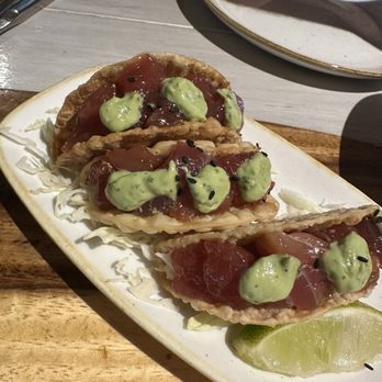 Monkeypod Kitchen by Merriman - Ahi tuna Poke Tacos - New American Near Me - Kihei, Hawaii Monkeypod Kitchen by Merriman - Ahi tuna Poke Tacos - New American Near Me - Kihei, Hawaii