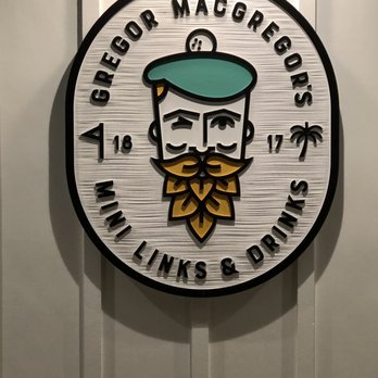 Gregor MacGregor's Mini Links & Drinks - a man with a hat and mustache - Mini Golf Near Me - Fernandina Beach, Florida