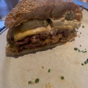 Hudson House - Cheeseburger side view - American Near Me - Dallas, Texas Hudson House - Cheeseburger side view - American Near Me - Dallas, Texas