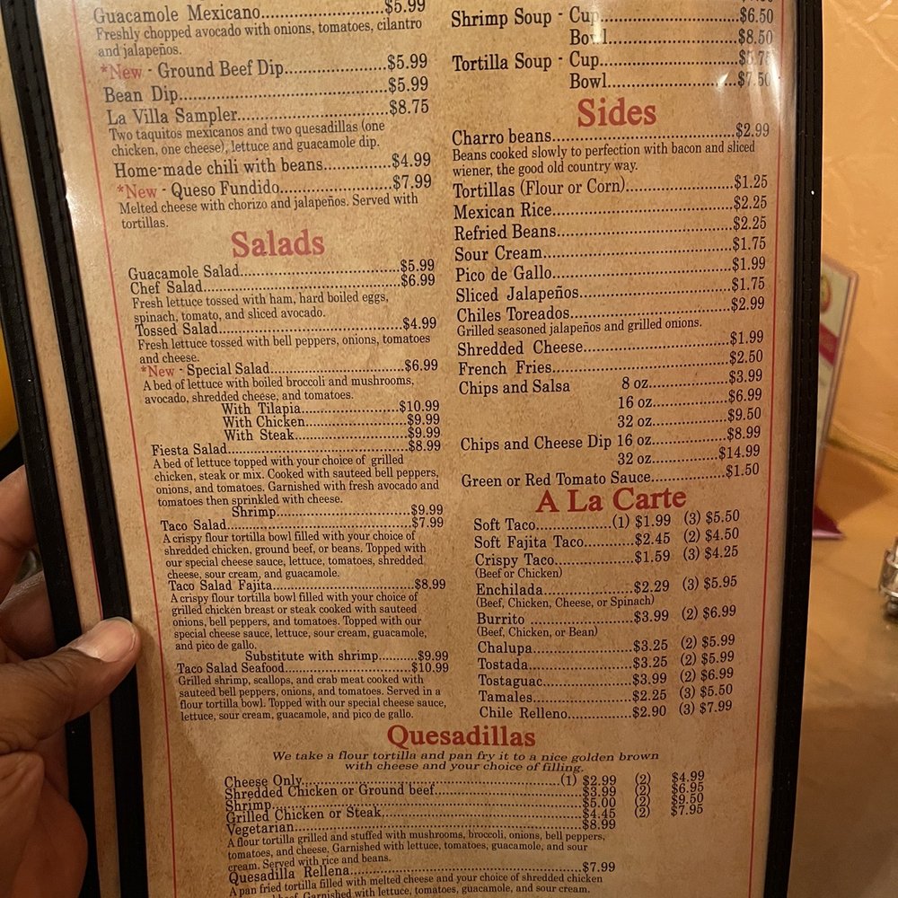 La Villa - Menu - Mexican Near Me - Mena, Arkansas