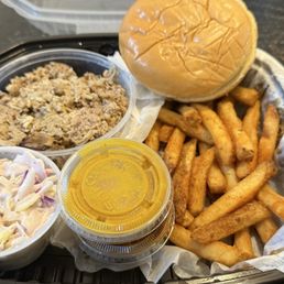 NC Pulled Pork 1/2 lb. Sandwich Platter with 2 sauces NC Pulled Pork 1/2 lb. Sandwich Platter with 2 sauces